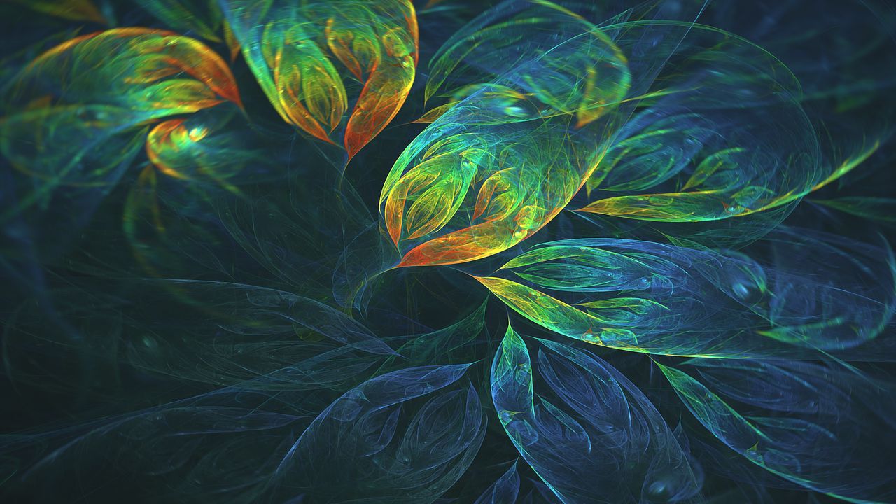 Wallpaper leaves, glow, whirl, abstraction