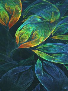 Preview wallpaper leaves, glow, whirl, abstraction