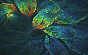 Preview wallpaper leaves, glow, whirl, abstraction