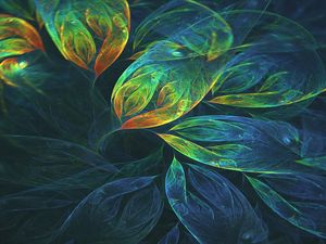 Preview wallpaper leaves, glow, whirl, abstraction