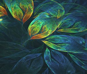 Preview wallpaper leaves, glow, whirl, abstraction