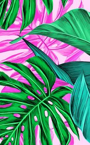 Preview wallpaper leaves, pattern, bright, tropical