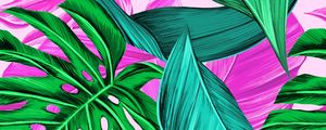 Preview wallpaper leaves, pattern, bright, tropical