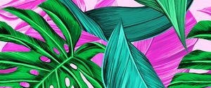 Preview wallpaper leaves, pattern, bright, tropical