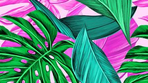 Preview wallpaper leaves, pattern, bright, tropical