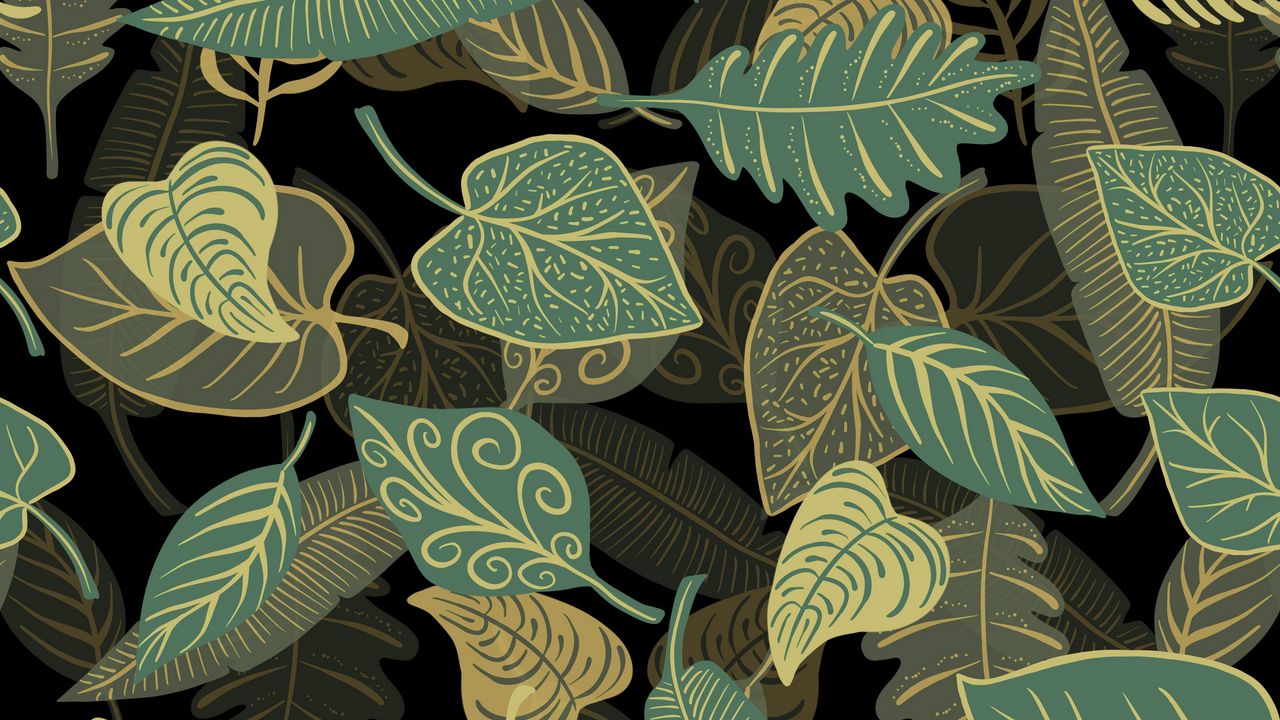 Wallpaper leaves, patterns, texture, illustration