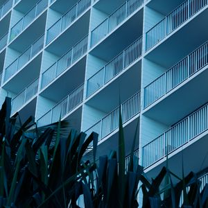 Preview wallpaper leaves, plants, building, balconies