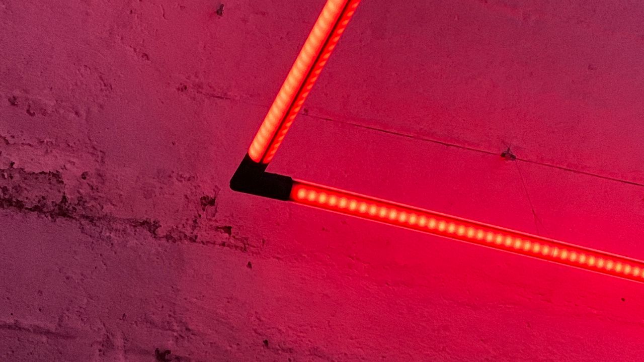 Wallpaper led tape, light, electricity, red, wall