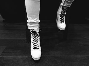 Preview wallpaper leg, boot, style, fashion, black and white