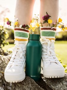 Preview wallpaper legs, boots, flowers, thermos, style