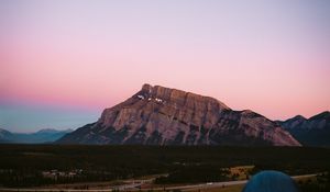 Preview wallpaper legs, boots, mountains, landscape, dusk