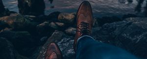 Preview wallpaper legs, boots, style, city, sunset