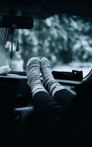 Preview wallpaper legs, car, travel, rest, mood