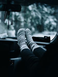 Preview wallpaper legs, car, travel, rest, mood