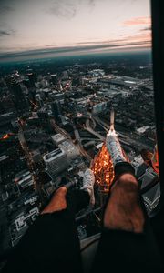 Preview wallpaper legs, city, aerial view, road
