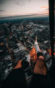 Preview wallpaper legs, city, aerial view, road