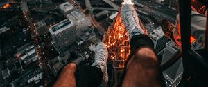 Preview wallpaper legs, city, aerial view, road