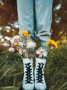 Preview wallpaper legs, flowers, boots, creative