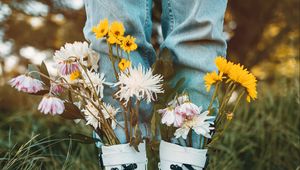 Preview wallpaper legs, flowers, boots, creative