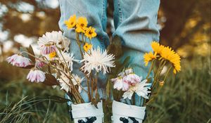 Preview wallpaper legs, flowers, boots, creative