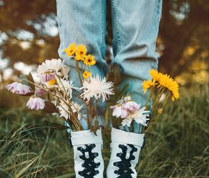 Preview wallpaper legs, flowers, boots, creative