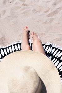 Preview wallpaper legs, hat, beach, sand