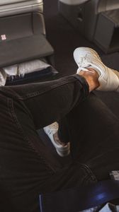 Preview wallpaper legs, jeans, sneakers, style, clothes