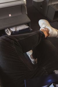 Preview wallpaper legs, jeans, sneakers, style, clothes