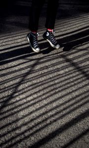 Preview wallpaper legs, jump, sneakers, shoes, shadow