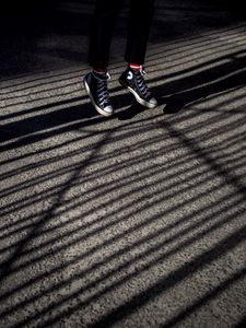 Preview wallpaper legs, jump, sneakers, shoes, shadow