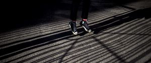 Preview wallpaper legs, jump, sneakers, shoes, shadow