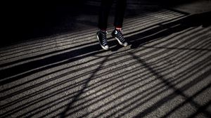 Preview wallpaper legs, jump, sneakers, shoes, shadow