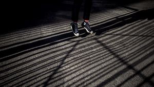 Preview wallpaper legs, jump, sneakers, shoes, shadow