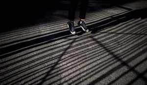 Preview wallpaper legs, jump, sneakers, shoes, shadow