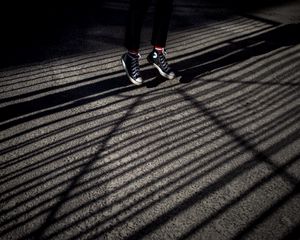 Preview wallpaper legs, jump, sneakers, shoes, shadow