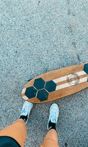 Preview wallpaper legs, longboard, skateboard, sneakers