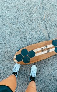 Preview wallpaper legs, longboard, skateboard, sneakers