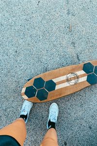 Preview wallpaper legs, longboard, skateboard, sneakers