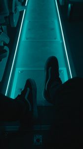 Preview wallpaper legs, neon, sneakers, lonely, loneliness