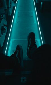 Preview wallpaper legs, neon, sneakers, lonely, loneliness