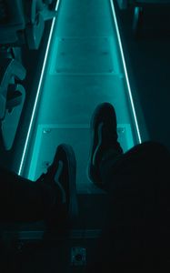 Preview wallpaper legs, neon, sneakers, lonely, loneliness