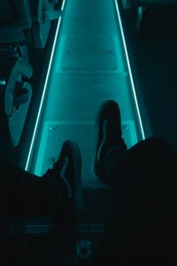 Preview wallpaper legs, neon, sneakers, lonely, loneliness