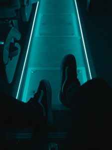 Preview wallpaper legs, neon, sneakers, lonely, loneliness