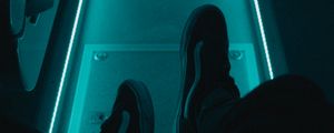 Preview wallpaper legs, neon, sneakers, lonely, loneliness