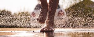 Preview wallpaper legs, puddle, spray, water, drops