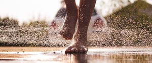 Preview wallpaper legs, puddle, spray, water, drops
