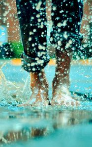 Preview wallpaper legs, puddle, water, splash