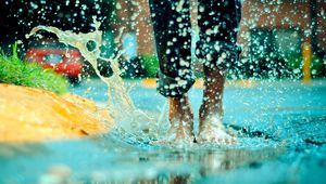 Preview wallpaper legs, puddle, water, splash
