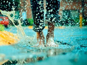 Preview wallpaper legs, puddle, water, splash