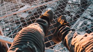 Preview wallpaper legs, roof, city, overview, aerial view